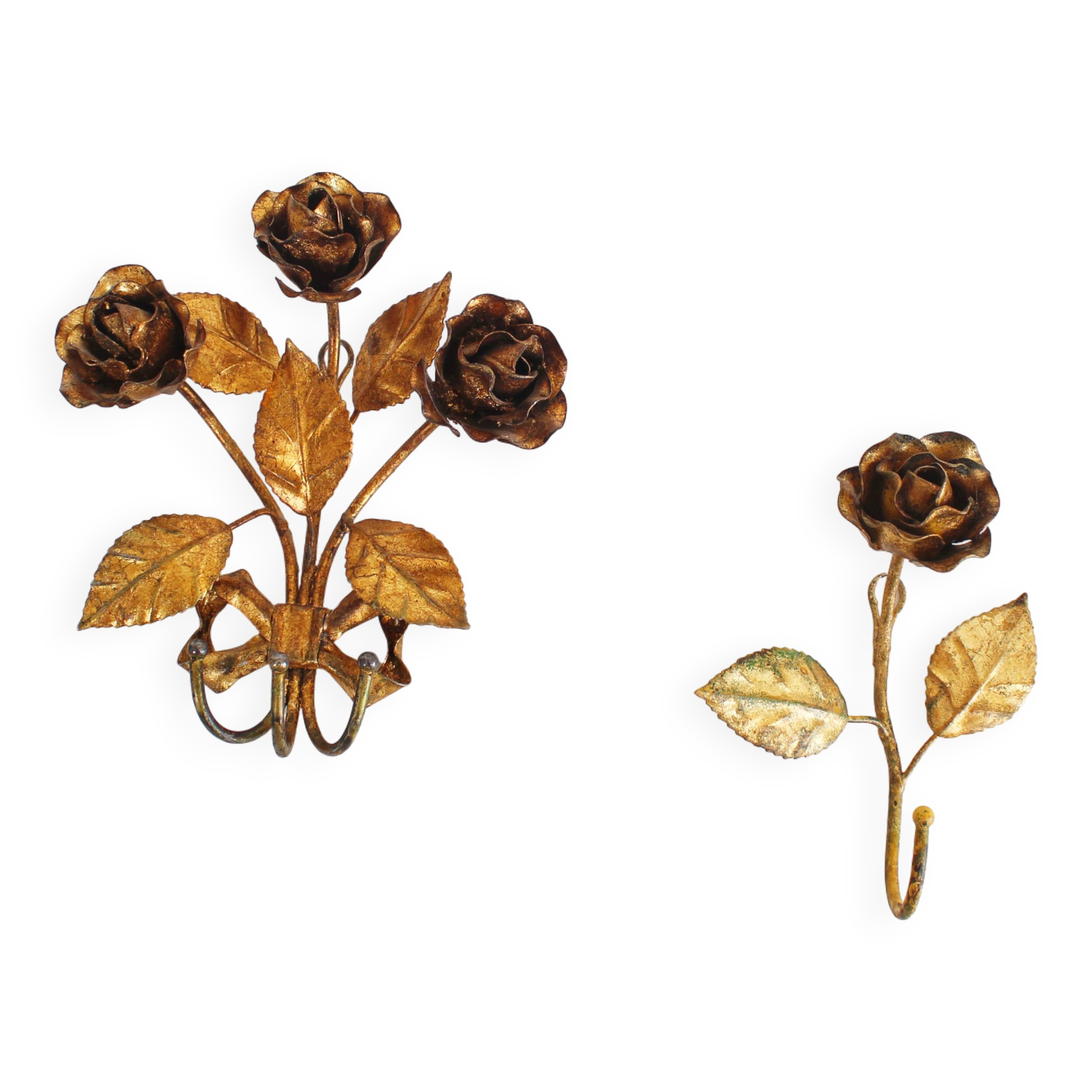 Set of 2 Original 1950's Italian gilt Toleware coat hangers