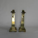 Set of 2 brass Art Nouveau candlesticks, circa 1910