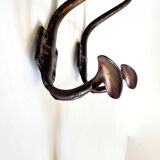 Set of 3 vintage patinated metal coat hooks