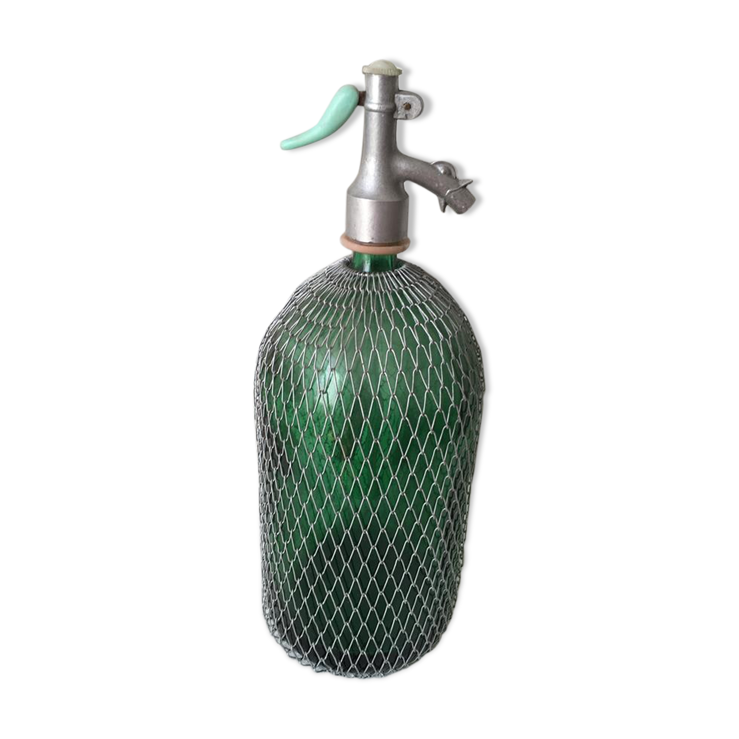 Large siphon origin Romania in glass with mesh body.