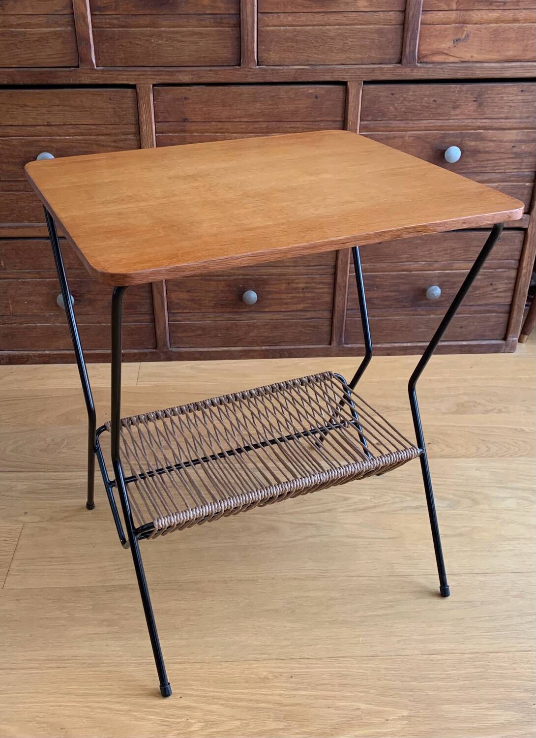 Vintage magazine rack side table