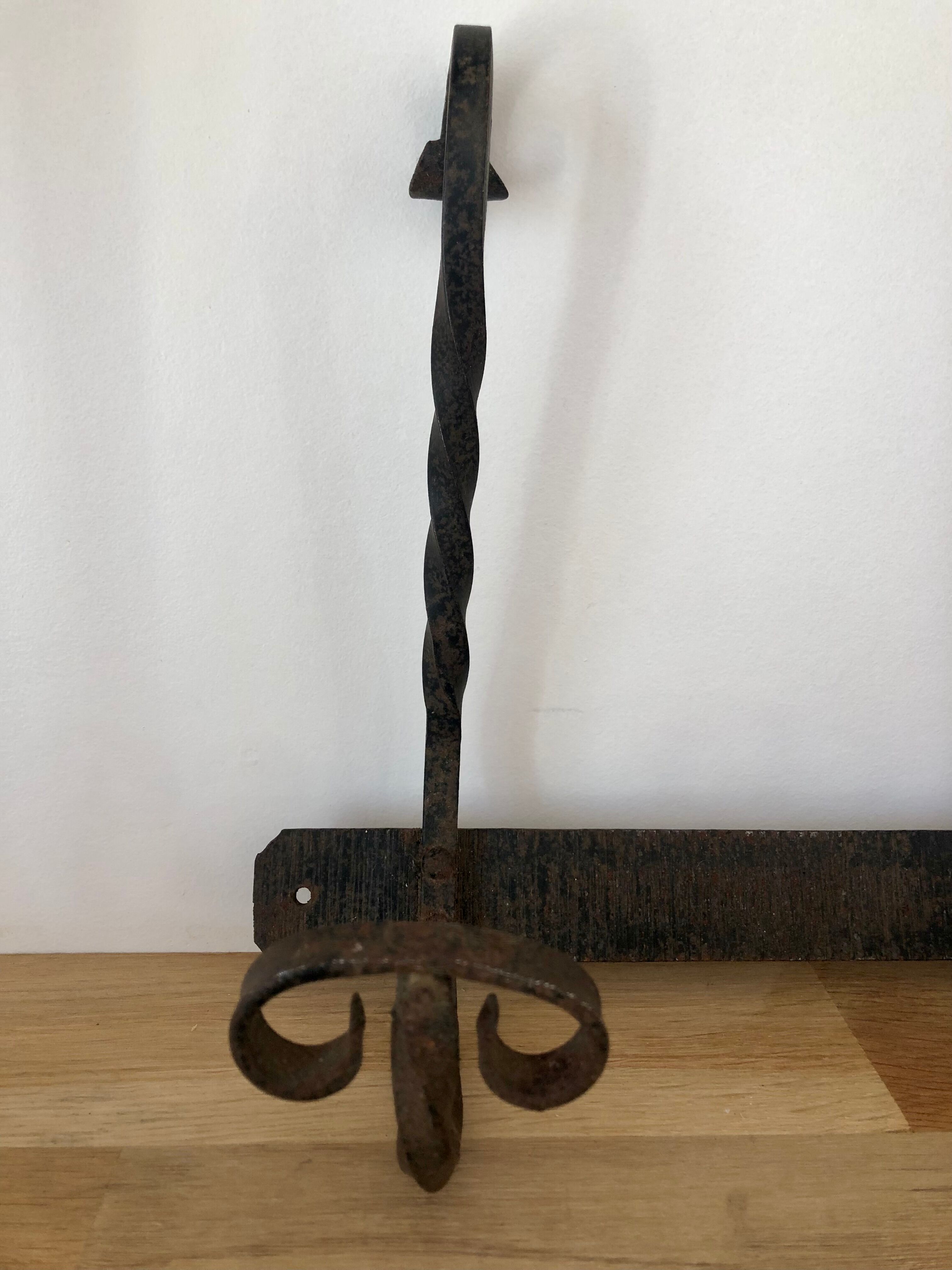 Old wrought iron coat hook/coat rack