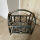 Indonesian style bamboo and rattan magazine rack - 1960s - green stained