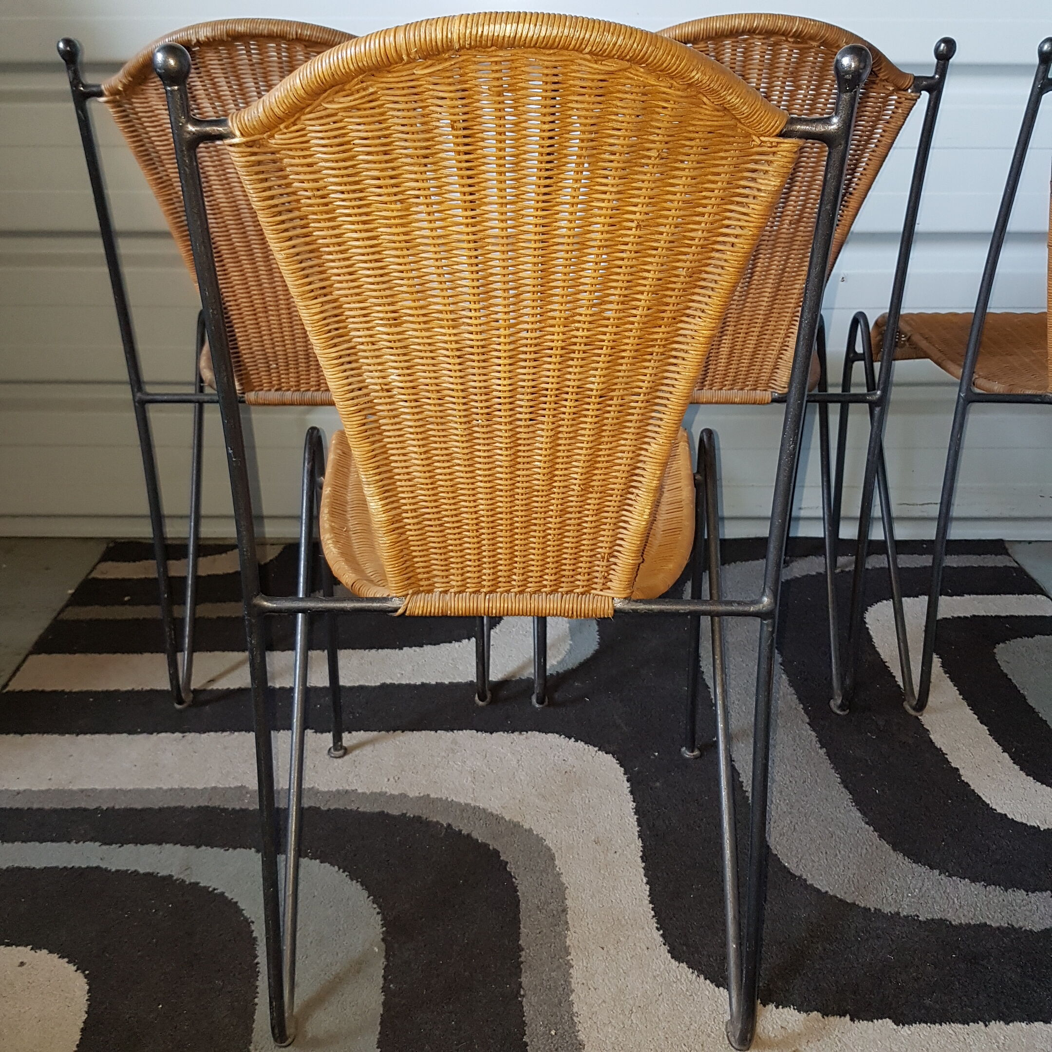 4 vintage canne chairs 1960