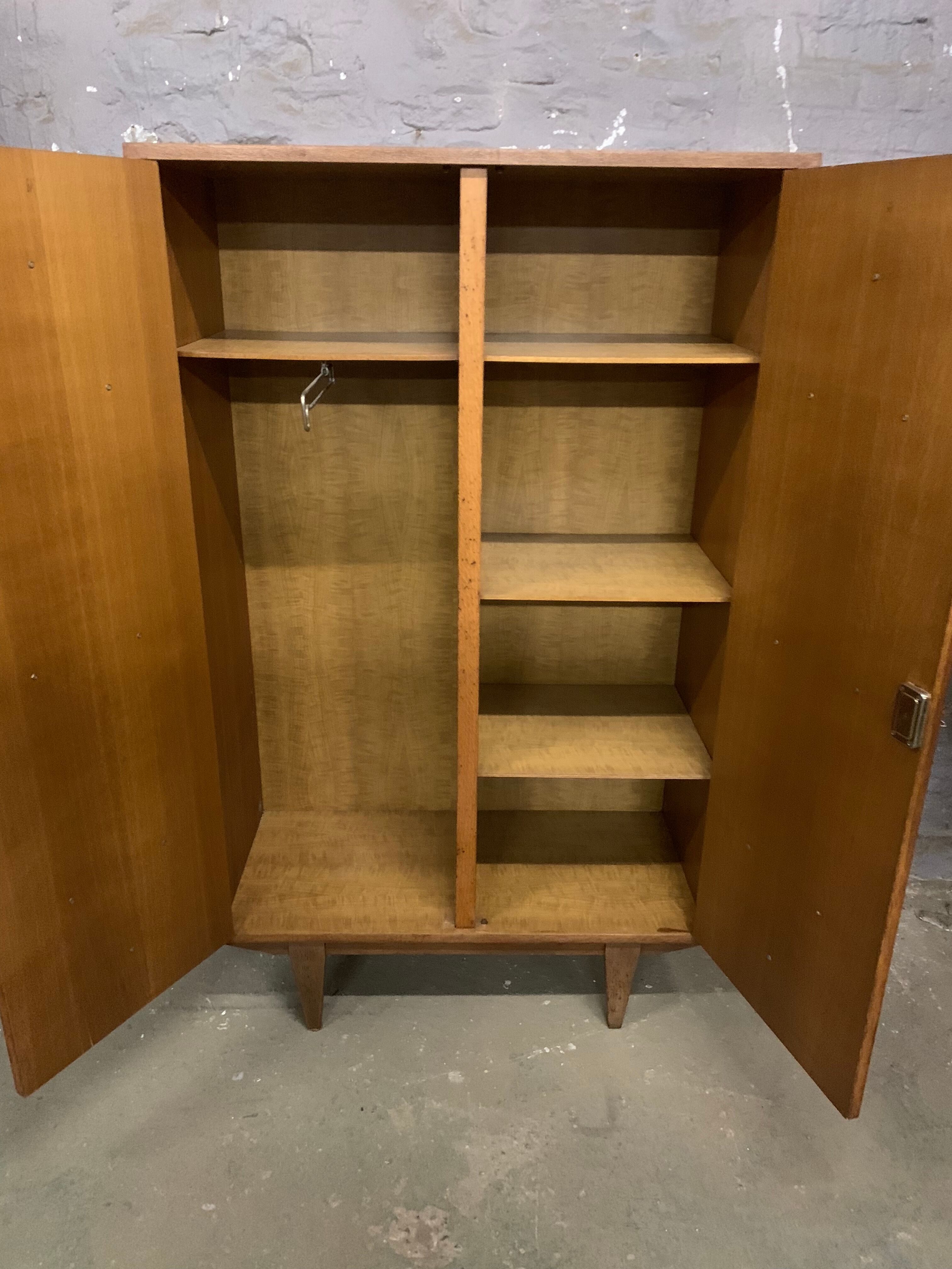 Vintage oak and rattan cabinet 1960