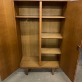 Vintage oak and rattan cabinet 1960