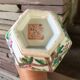 Hexagonal china porcelain vase xix th peches and 3 babs