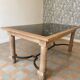 dining table in solid cherry wood and ceramic signed Philippe Rouart