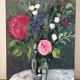 Bouquet on a table, oil on canvas signed F Corler