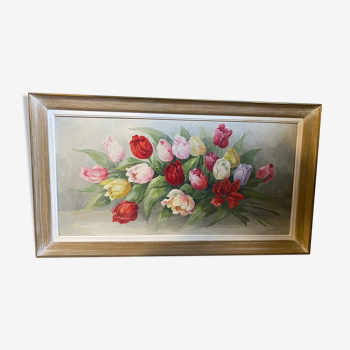 Painting on canvas flowers signed