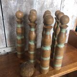 Old game of 9 skittles + vintage wooden ball