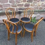 Set of 4 viennese curved wood chairs bistrot
