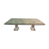 Glass and plexiglass coffee table signed