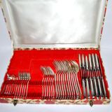 Ercuis trianon silver-plated cutlery set – 42-piece tableware with crossed ribbon design