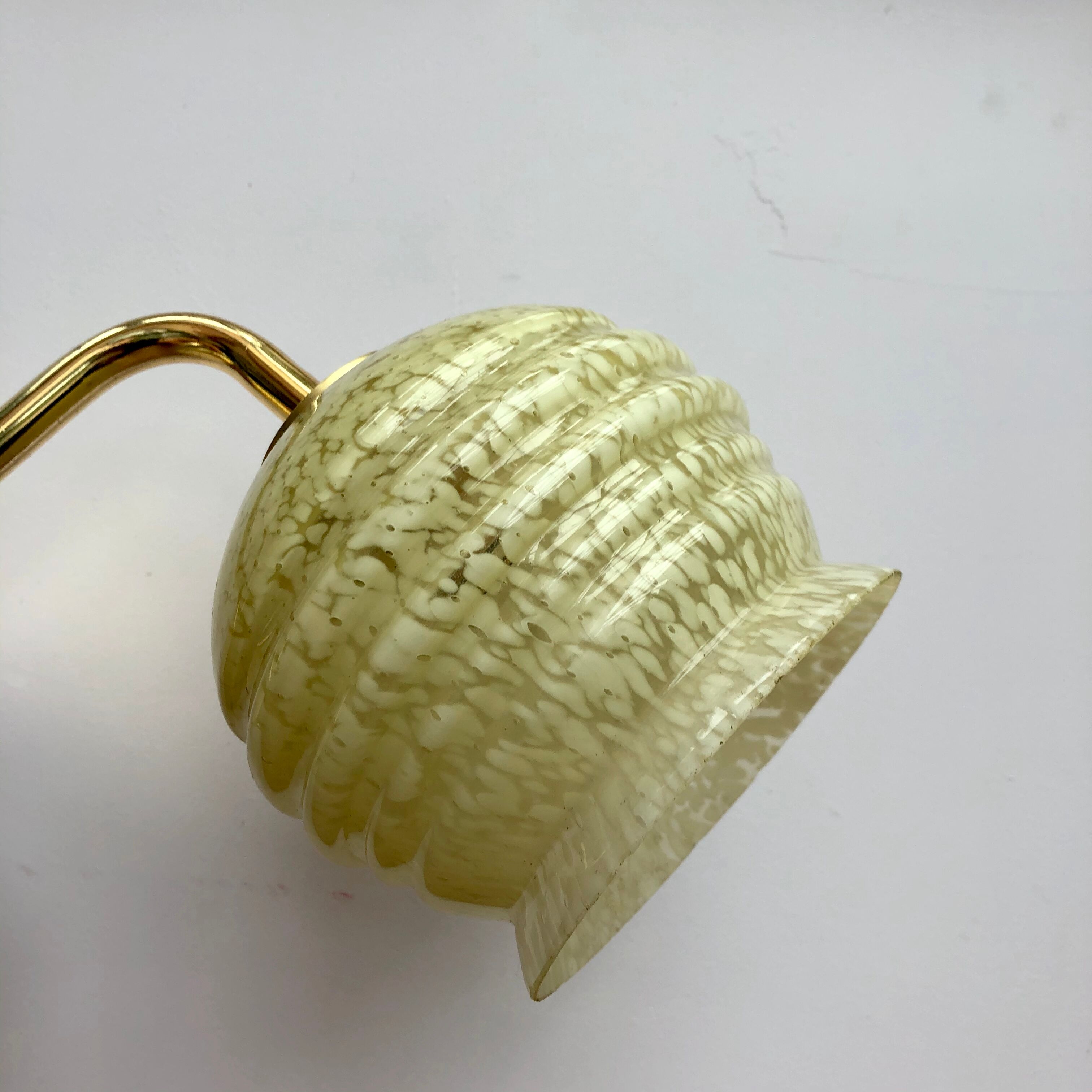 Vintage yellow Clichy glass tulip wall light
