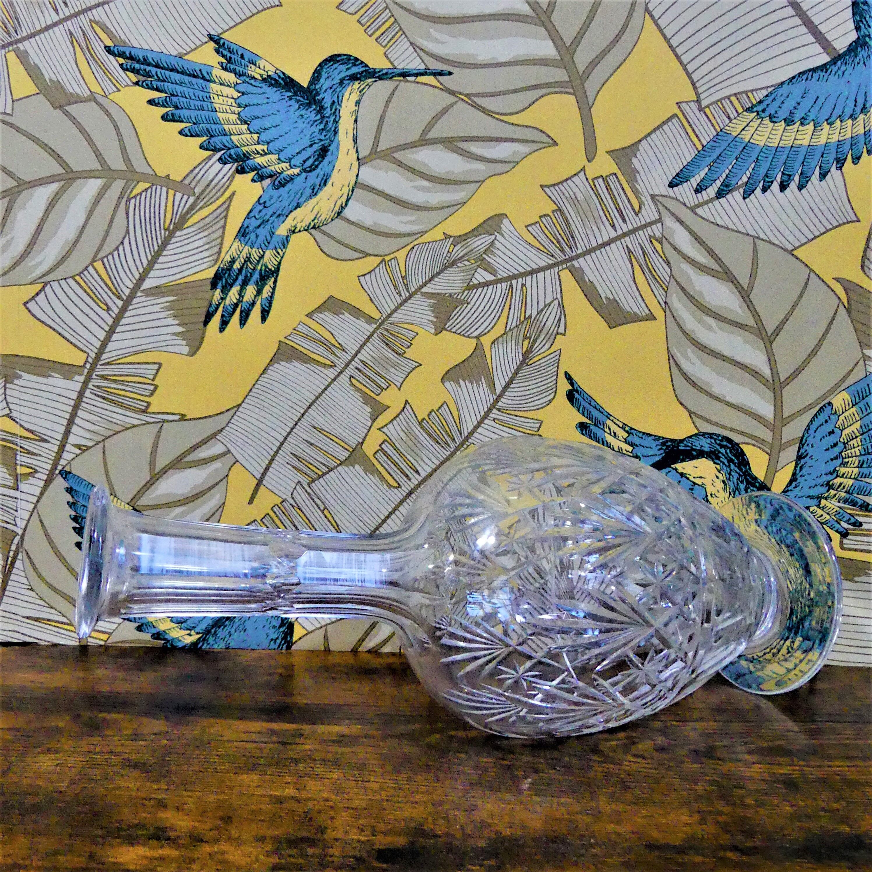 Antique carved crystal decanter - 60