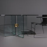 Table à manger en verre Peter Ghyczy des années 70