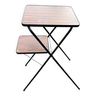 Vintage folding projector table steel and wood 1970