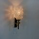 Antique wall light, Arlus type torch, in brass and glass tulip
