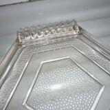 Octagonal Art Deco translucent glass tray