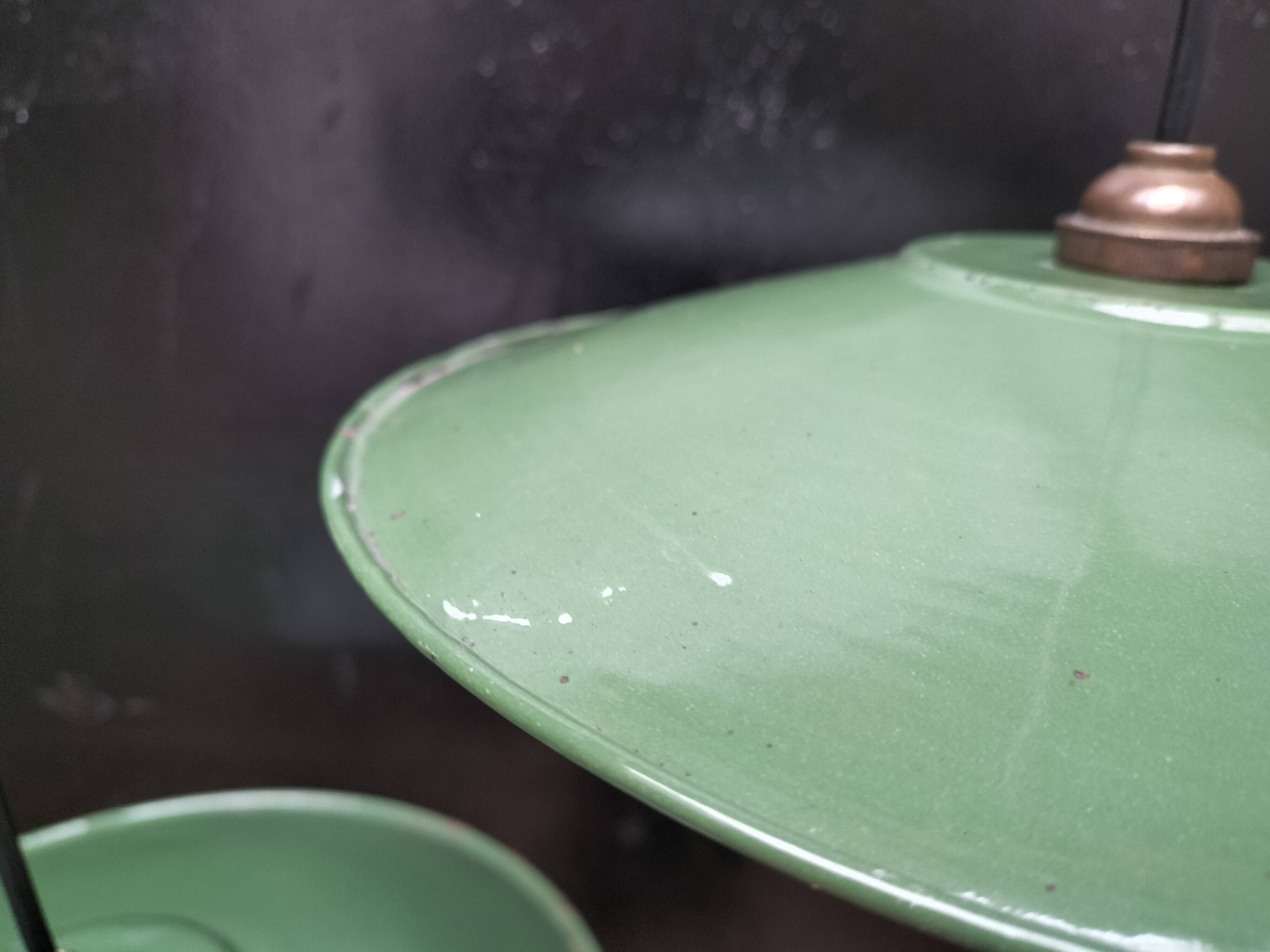 Enameled sheet metal pendant lights