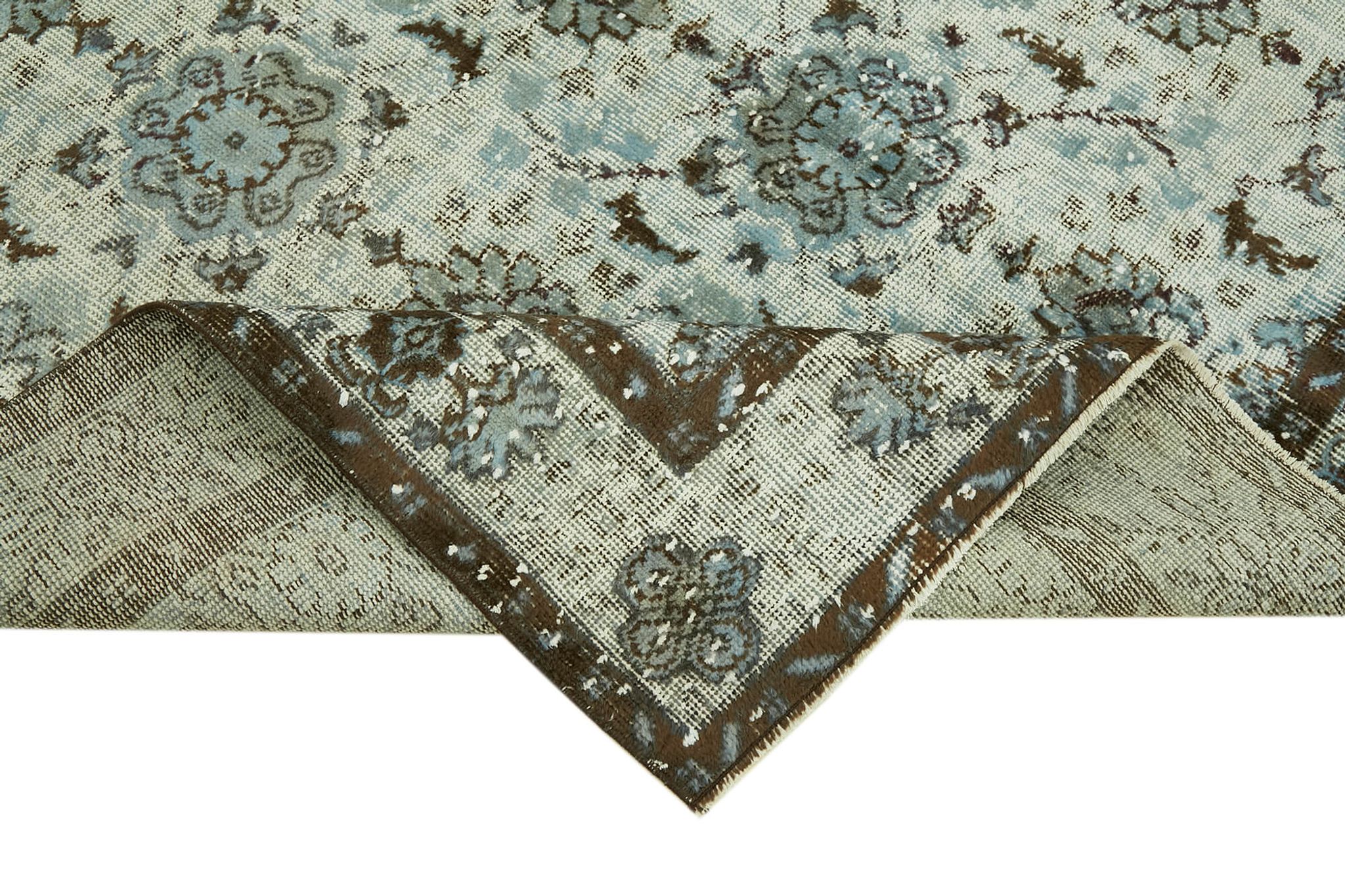 Handmade distressed oriental 1980s 190 cm x 300 cm blue rug