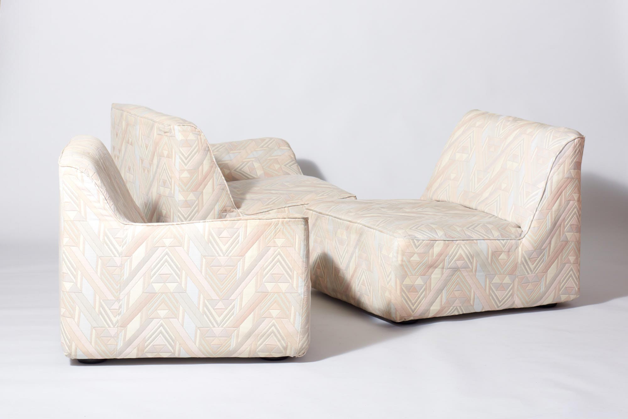 Vintage post-modern three-seater modular sofa