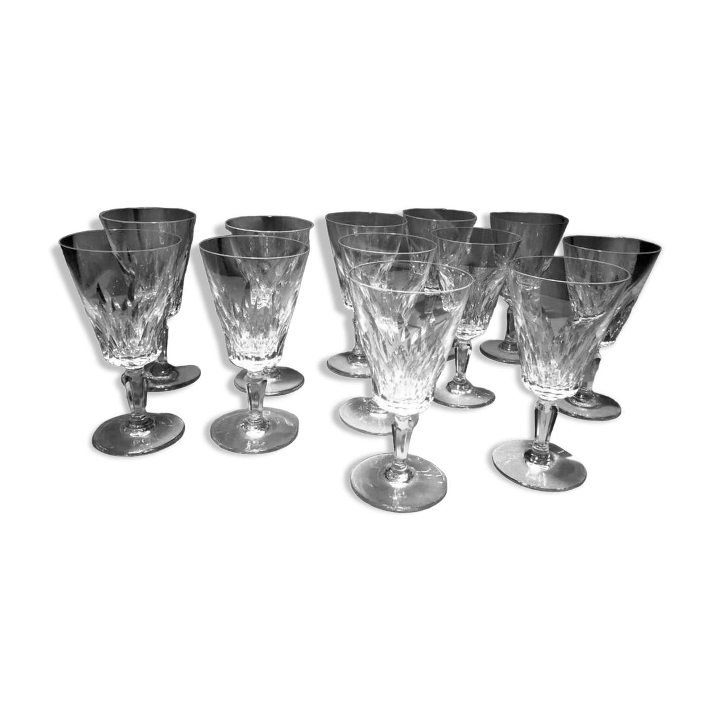 Set of 12 baccarat crystal water glasses carcassonne model