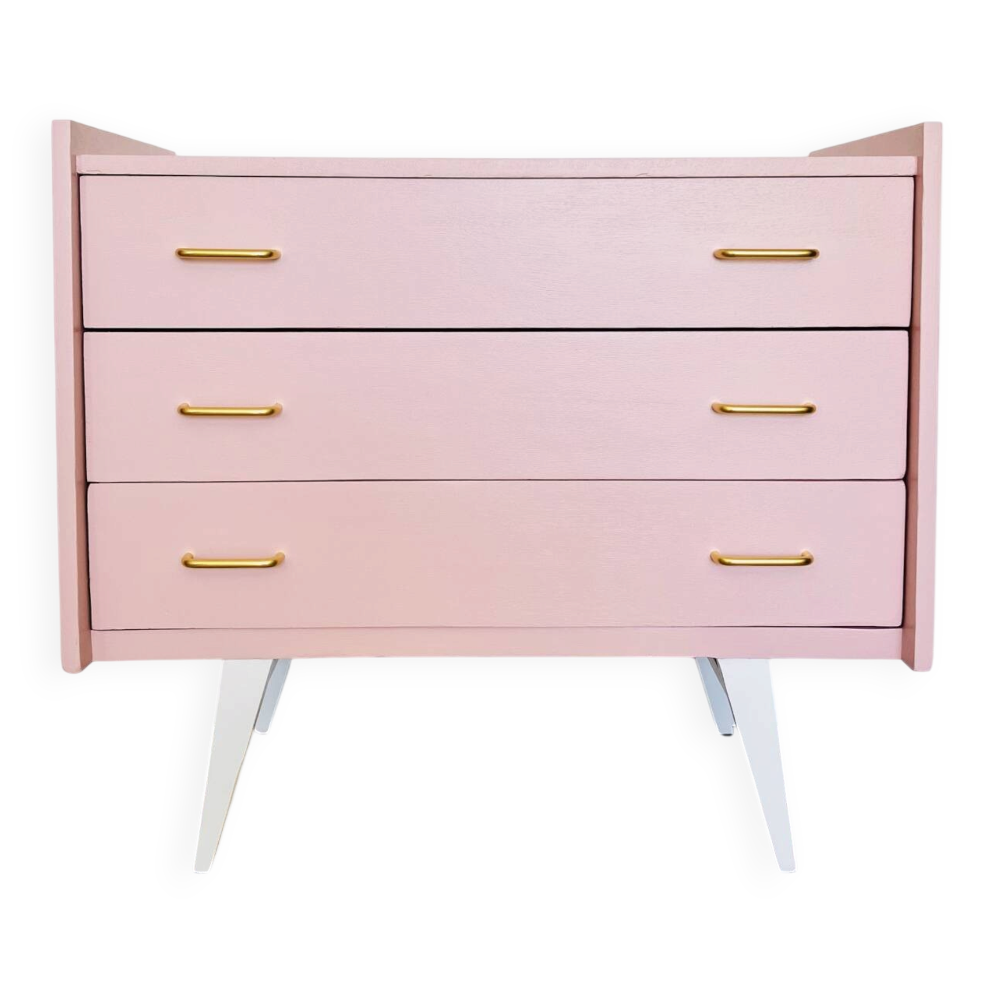 1950s pink and gold chest of drawers