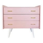 1950s pink and gold chest of drawers