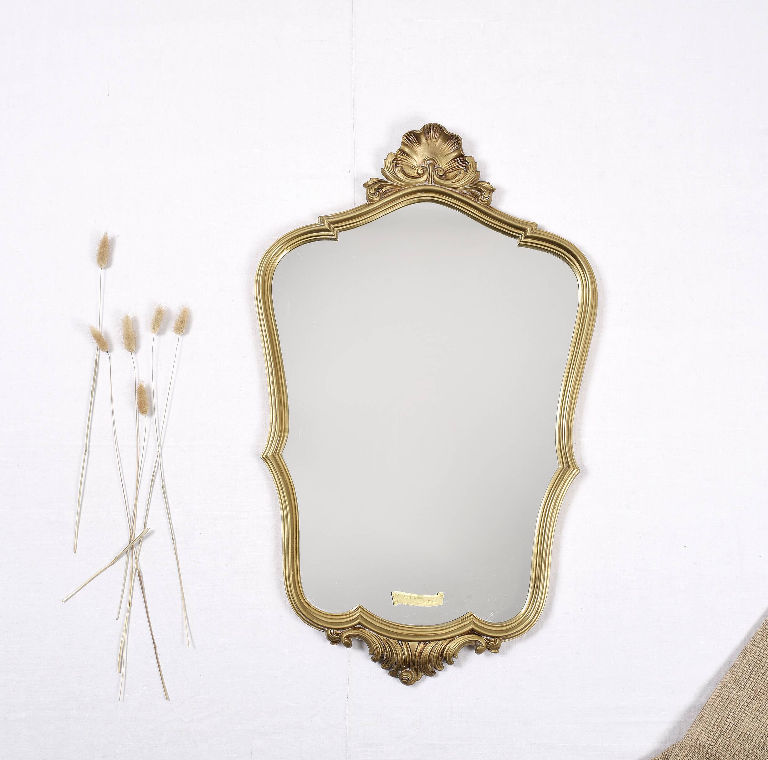 Authentic old resin mirror, gilded by hand