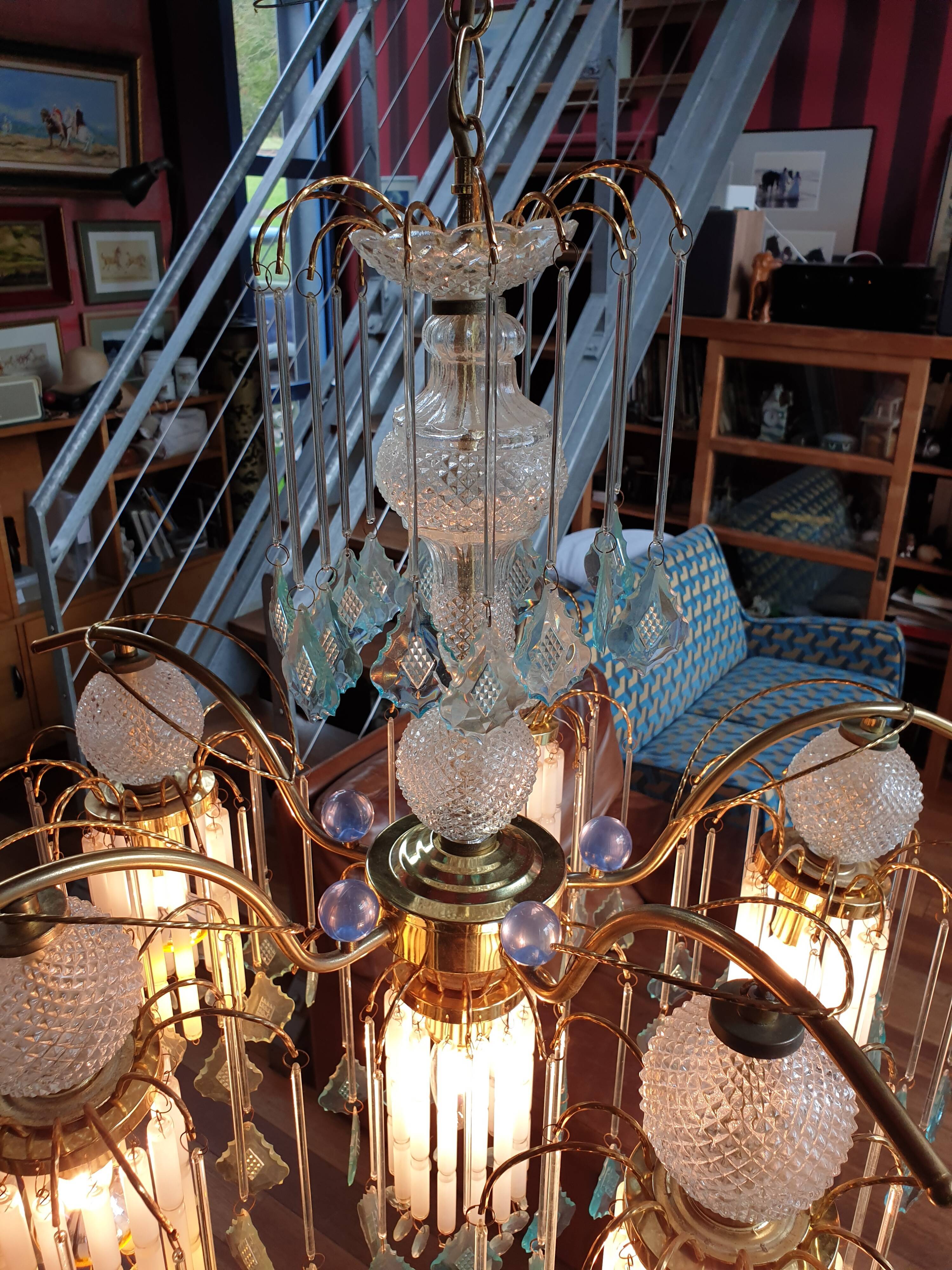 Vintage fountain chandelier glass and plexiglass