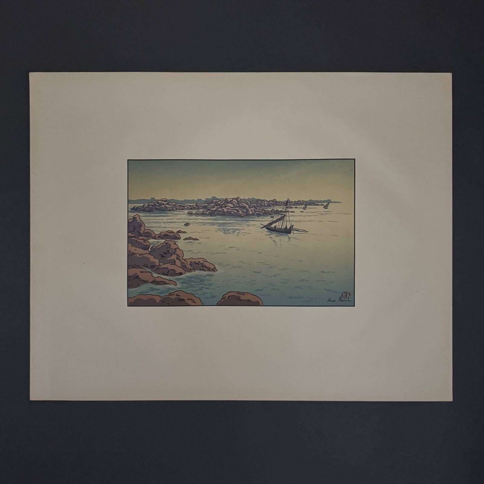 Lithographie par Henri Rivière Entrée du port à Ploumanac'h
