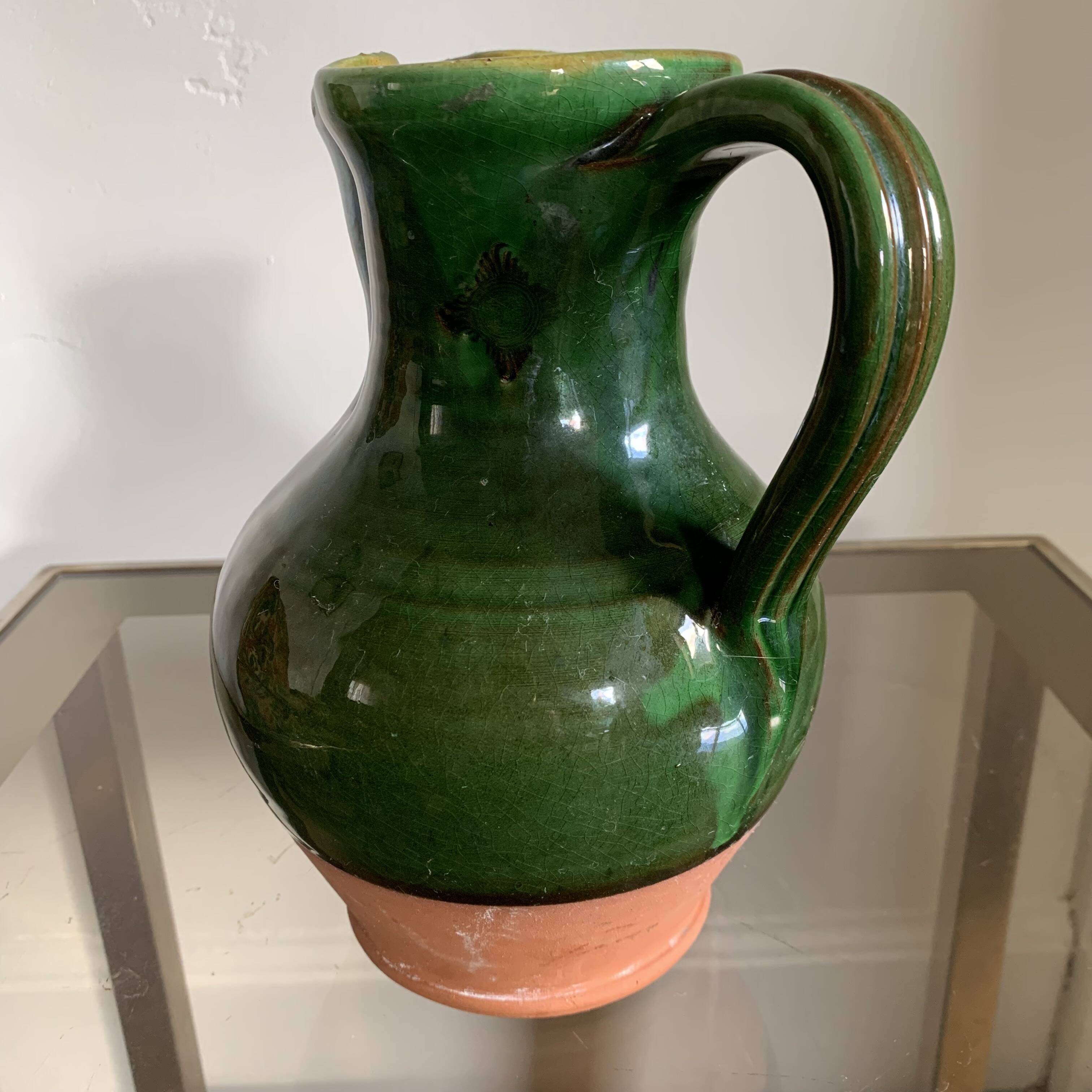Enamelled terracotta carafe pitcher