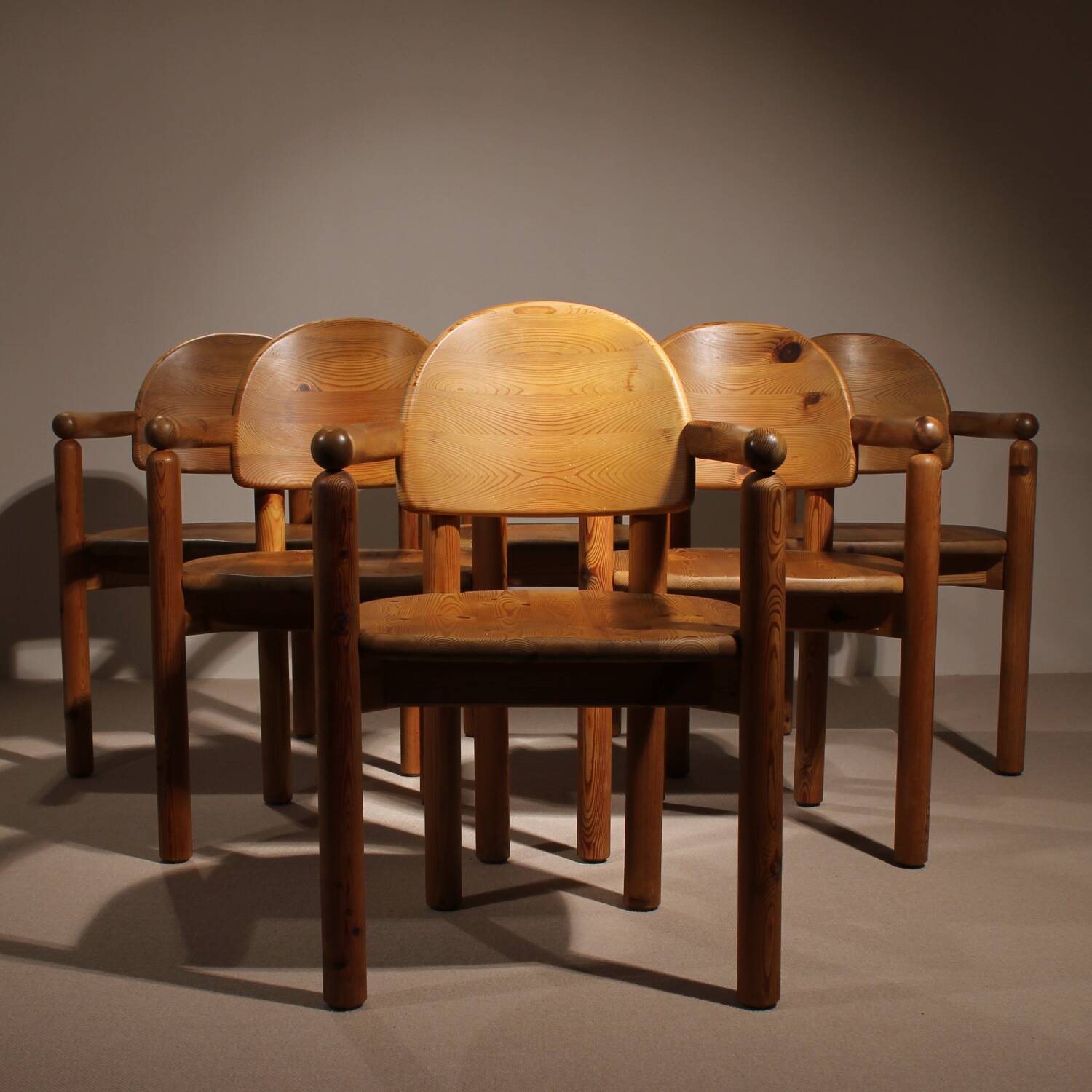 6 fauteuils par Rainer Daumiller en bois de pin, Danemark années 1980