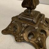 Lampe a pétrole en verre et régule patiné XX siècle