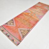 3x11 Shades Of Pink Antique Runner Rug, Handmade Runner Rug, 96x329Cm