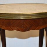 Marquetry marble top side table