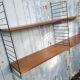 Vintage modular shelf in teak veneer and black metal, Nisse Strinning, 60s