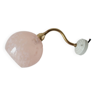Art Deco wall lamp in pink Clichy glass
