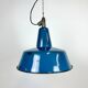 Industrial blue enamel factory lamp with cast iron top, 1960s
