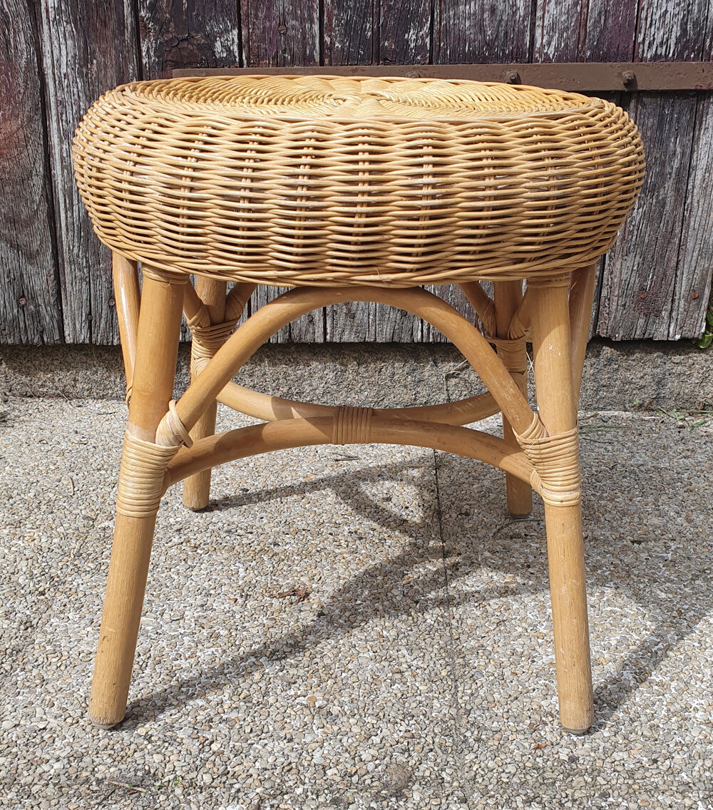Peestal table, coffee table, bamboo and rattan, vintage, 60s