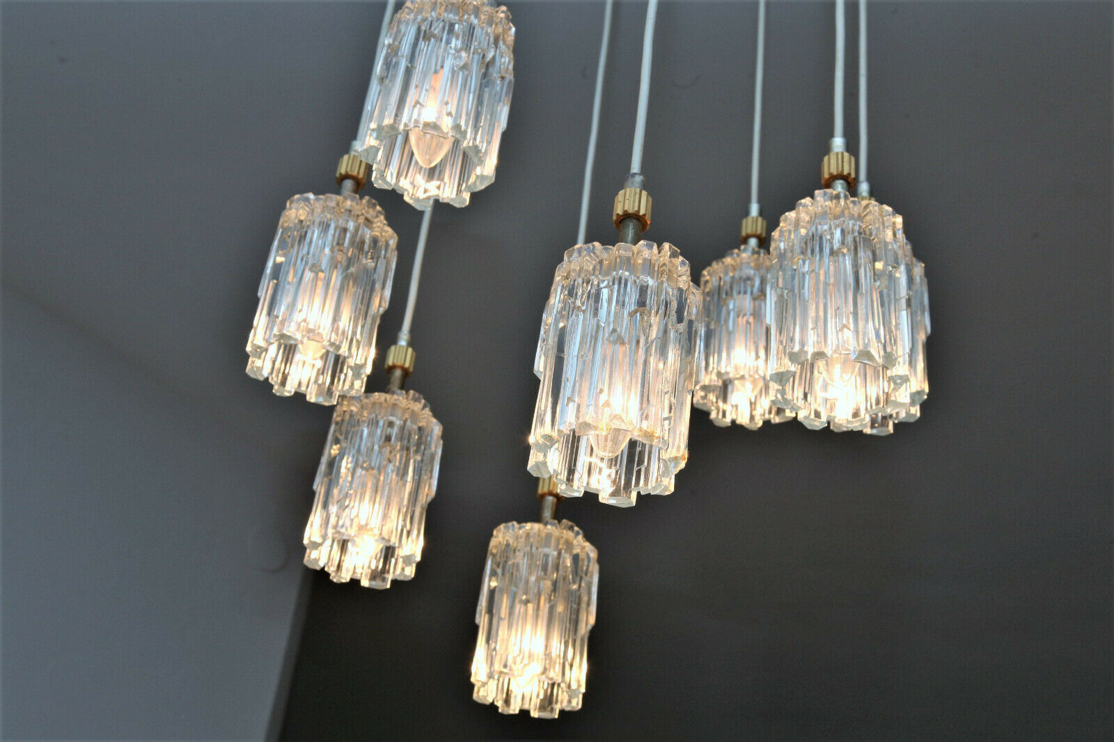 Modernist Crystal hanging 7 Fires, Germany 60s
