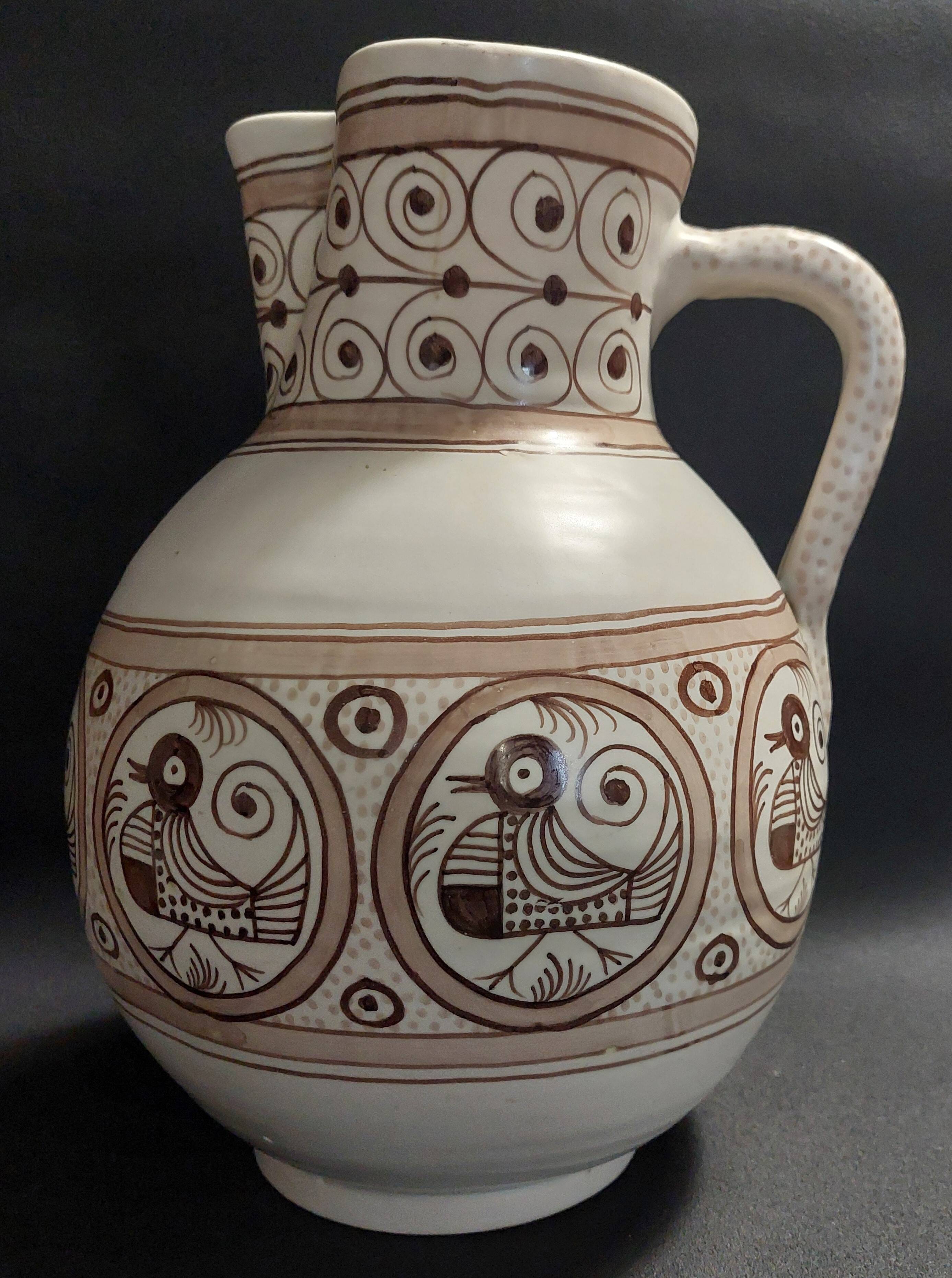 Vintage Talavera ceramic pitcher vase jug 20th century