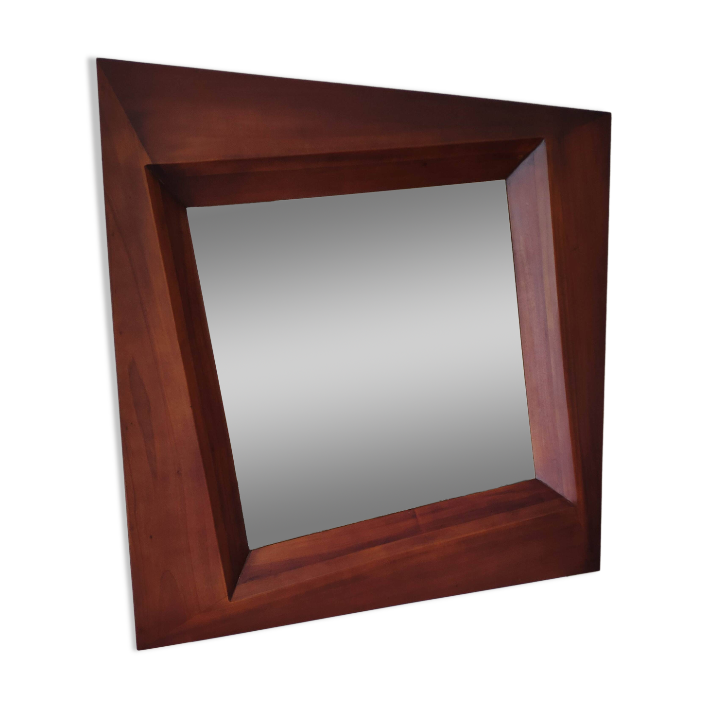 Large square mirror in exotic wood 100x100 cm - Elegant Scandinavian design