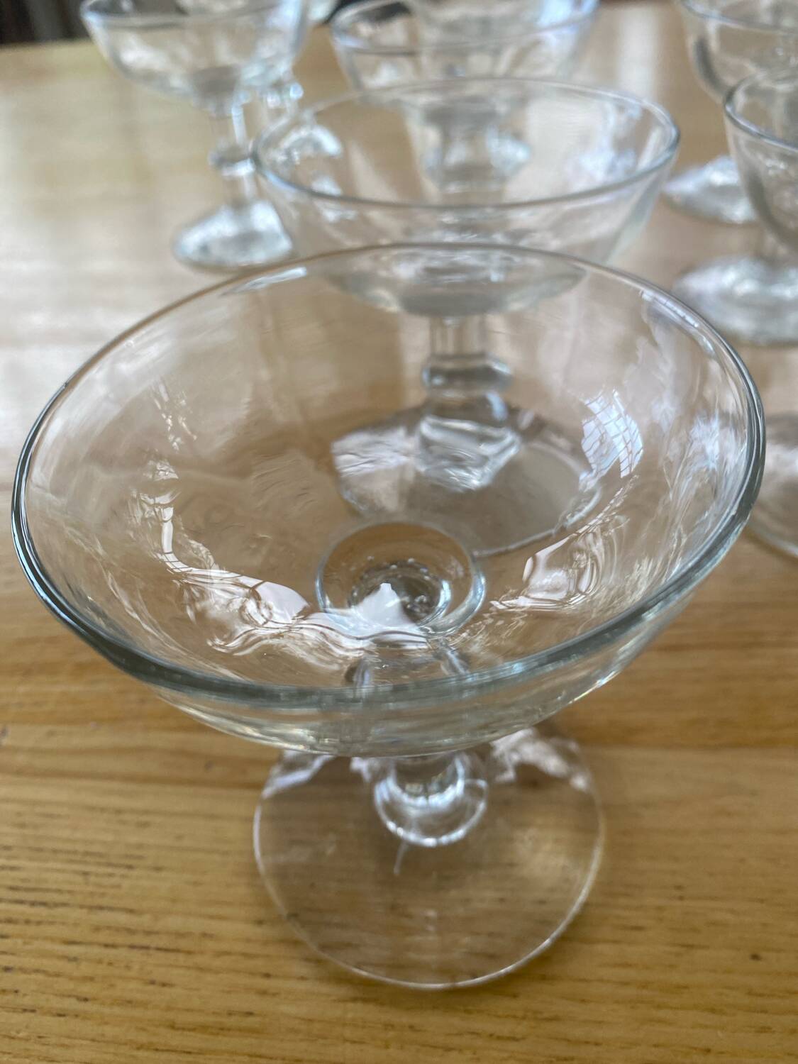 9 antique champagne glasses