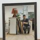 Mirror in black molded wood 109x93 Napoleon III era