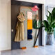 Large vintage entrance wardrobe, wall-mounted coat rack with mirror and p