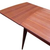 Table à manger scandinave extensible vintage 1960 rectangulaire teck