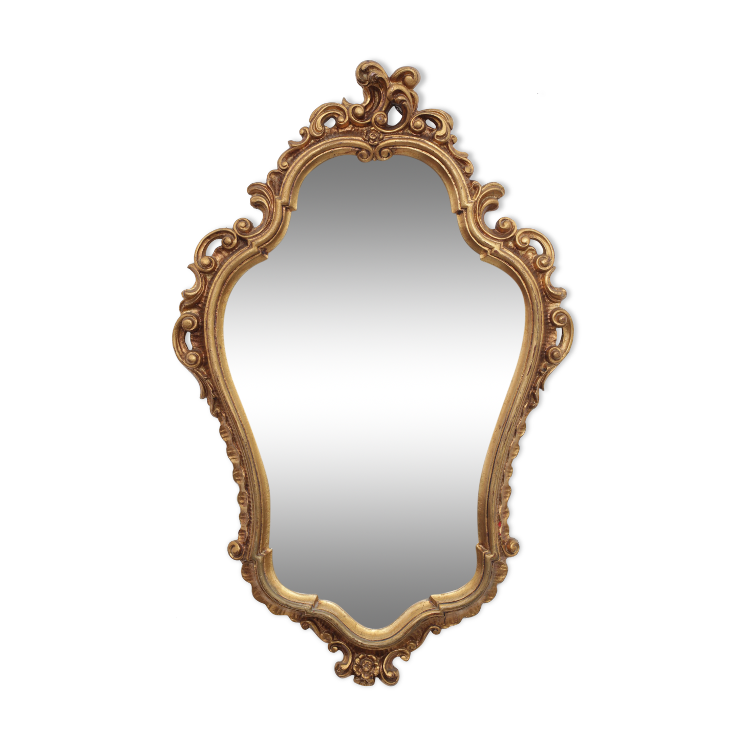 Mirror rockery gilded wood with gold leaf, 82x53 cm